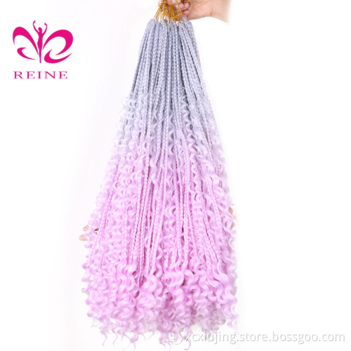 REINE Box Braids Hair Synthetic Crochet Bohemian Hair With Curl End 18 inch Boho Box Braided Hair Extension